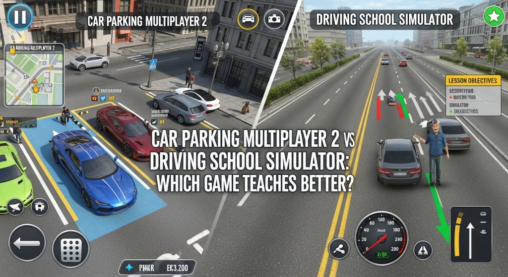 Car Parking Multiplayer 2 vs Driving School Simulator